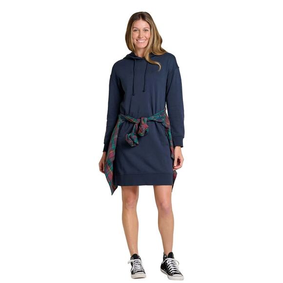 Toad & Co Dresses & Skirts - Toad&Co Hemp Daybreaker Hooded Dress Navy Small Cozy Fall Cabincore Boho